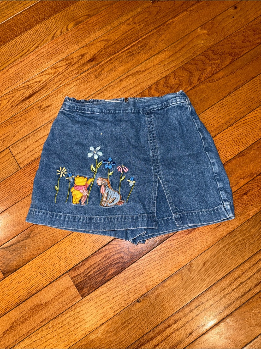 Vintage Y2K Disney Catalog Winnie the Pooh Embroidered Denim Skort - Girls 6/6X